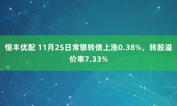 恒丰优配 11月25日常银转债上涨0.38%，转股溢价率7.33%
